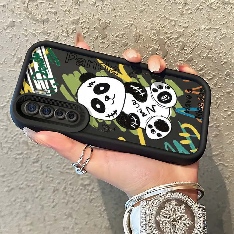 Casing Hp OPPO A91 OPPO F15 OPPO Reno 3 Case Casing Panda kecil yang rusak pola Kasus HP Tangga Lang