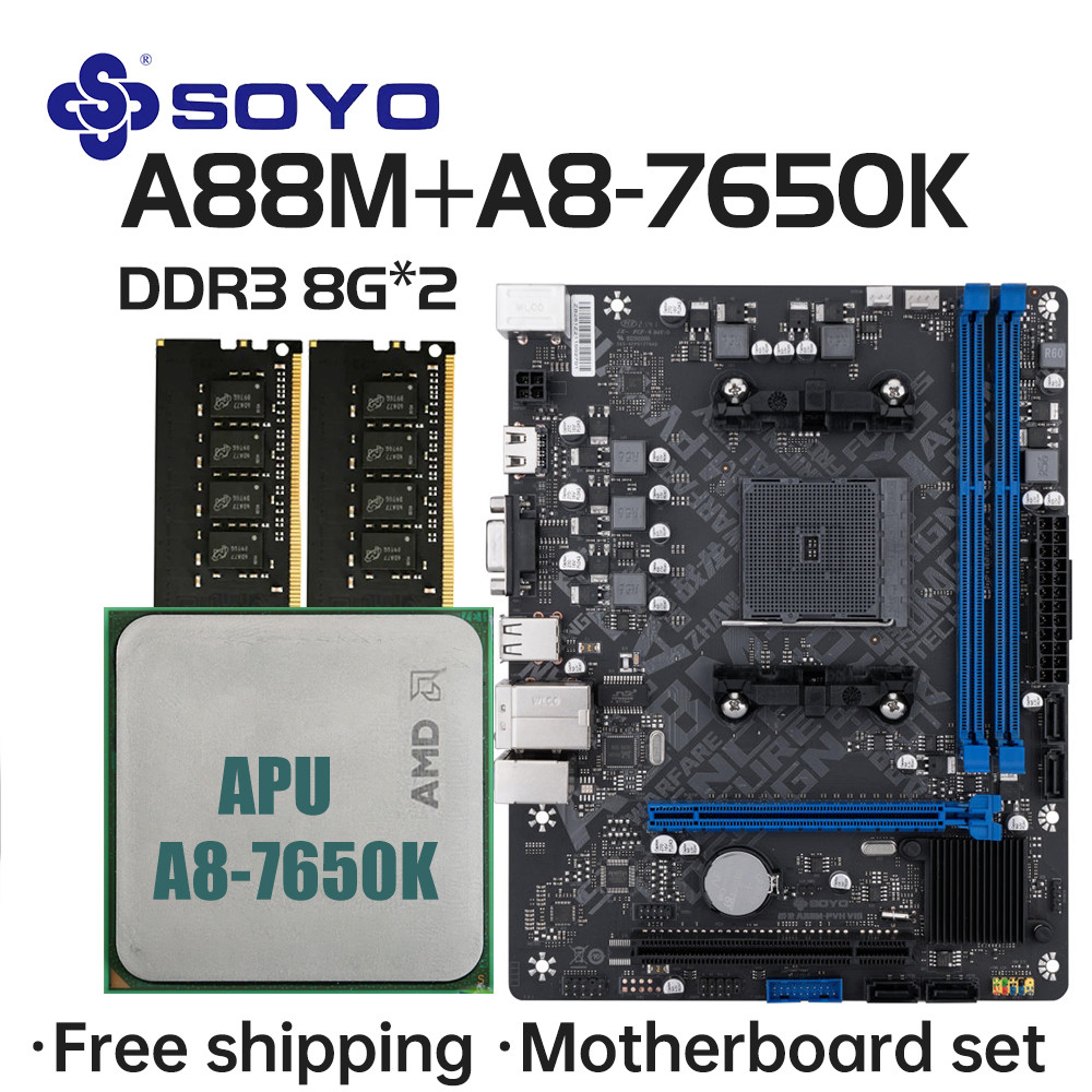 SOYO A88M Motherboard set with A8-7650K CPU DDR3 16G [8GB*2] Computer components Game Mainboard