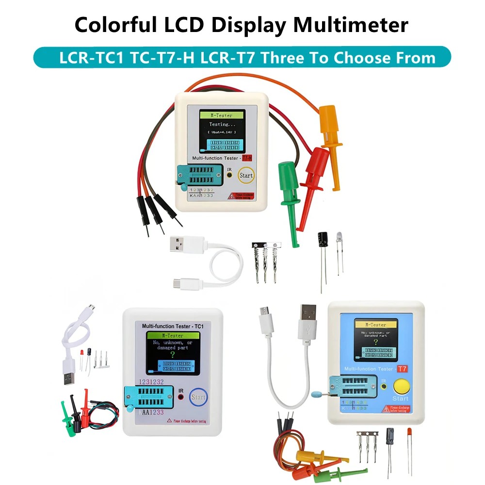 LCR-TC1 TC-T7-H LCR-T7 Tester Multimeter Colorful LCD Display TFT For Diode Triode MOS/PNP/NPN