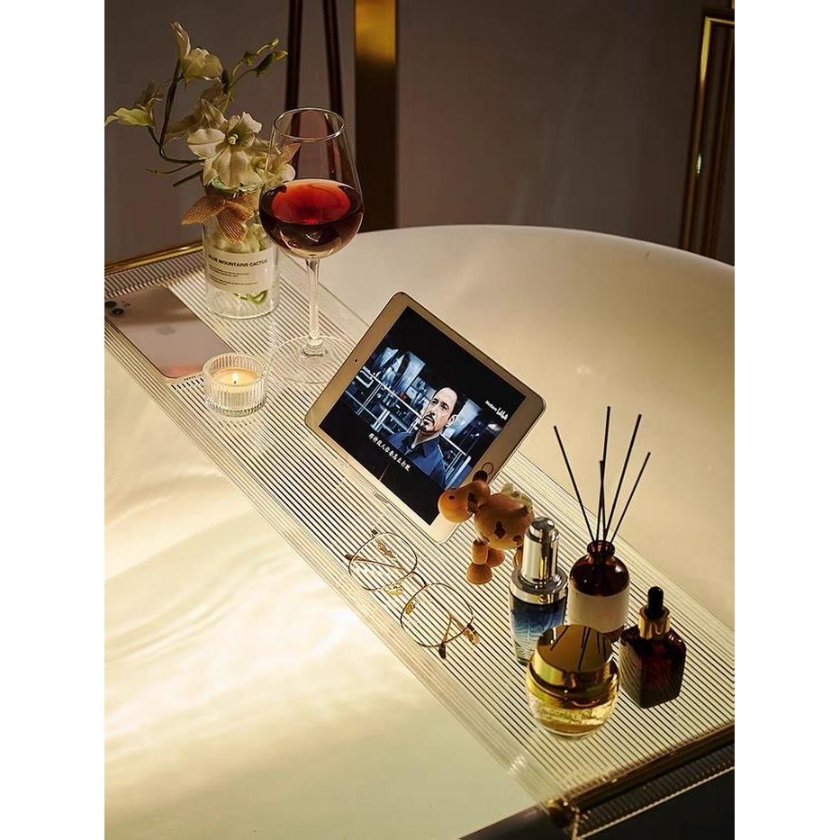 Tatakan Bathtub Tray Nampan Kamar Mandi Gold Marble Stainless