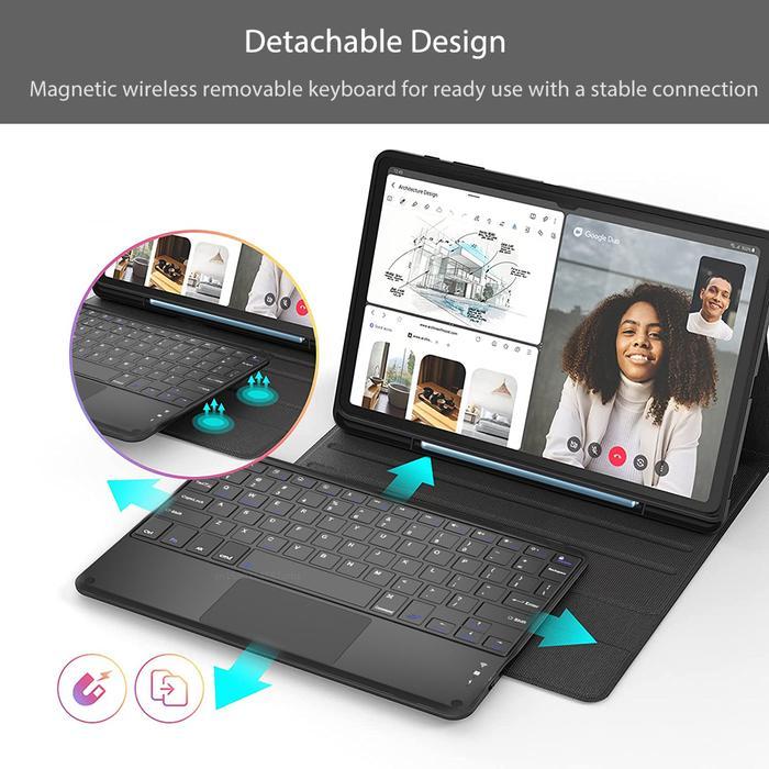 Tripledi Case Keyboard For Samsung Galaxy Tab S9 11 Inch 2023 Td0303 Cover Flip Folio Detachable Led