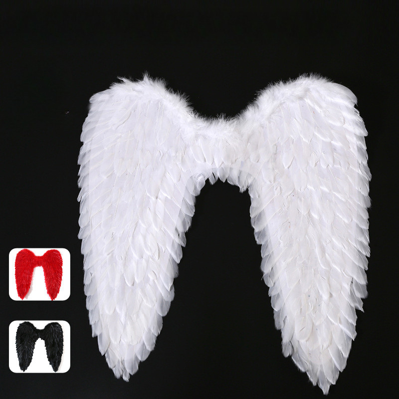 Black White Angel Feather Wings Holiday Party Props Scene Layout Catwalk Demon Devil Wing Show