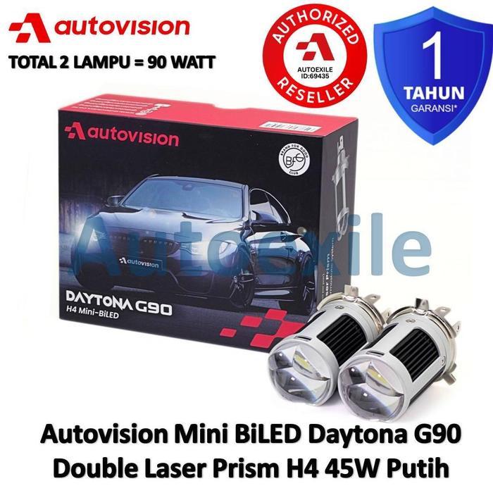 ASLI Autovision Mini BiLED Daytona G90 H4 Putih 6K Lensa Double Laser Prism Projector Projie LED