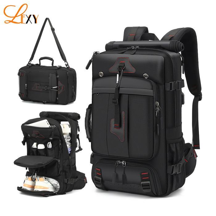 ASLI LEXY Tas Travel Backpack Pria 3in1 70L/60L/35L Tahan Bahan Oxford Kapasitas 35-70L Port USB