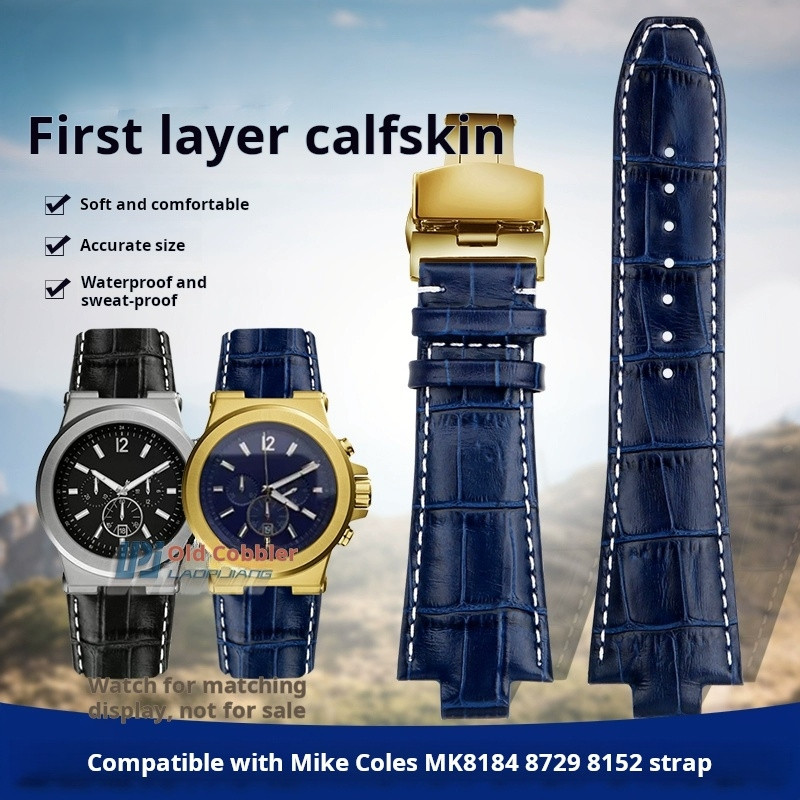 29X13 Genuine Leather Watch Strap For Bracelet Mk 8184 8729 9020 Mk8152 Mk9020 9026 8296 8445 Men
