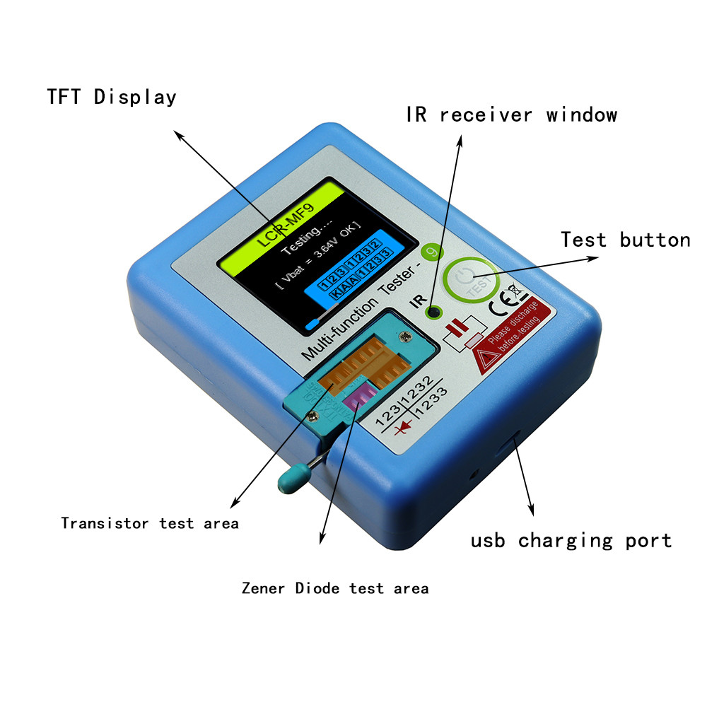 LCR-MF9 1.8" TFT LCD Display Multi-meter Transistor Tester Diode Triode Capacitor Resistor Test