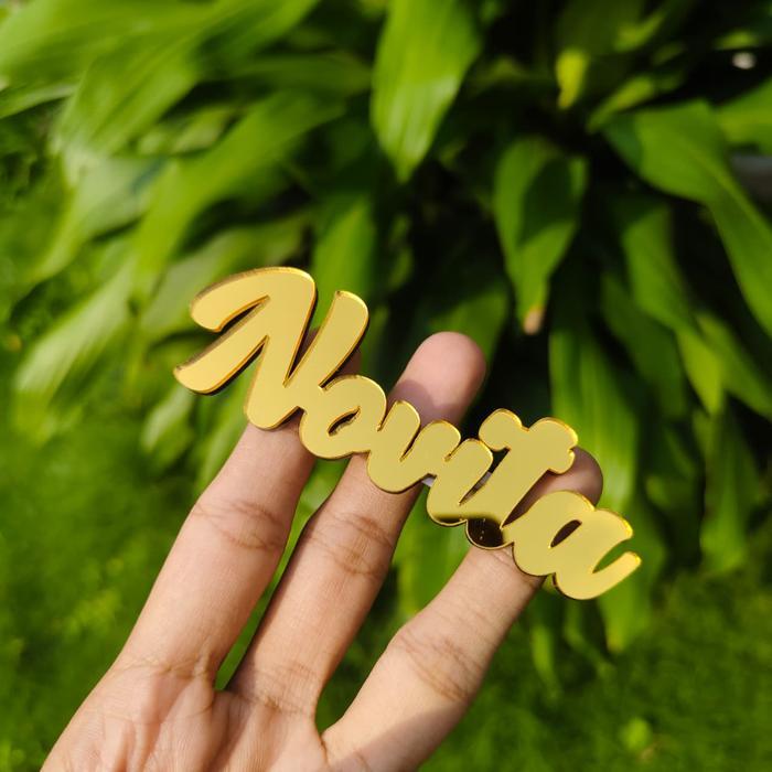 Bros hijab nama sendiri / bros hijab nama custom / bros hijab akrilik / bros hijab akrilik gold