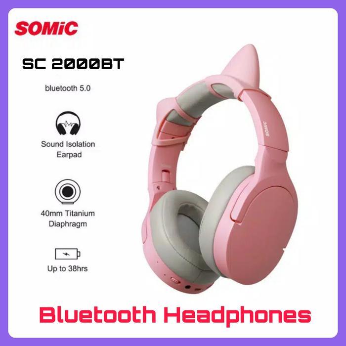 Headset Gaming Bluetooth HP cat ear Headphones SOMIC WIRELESS