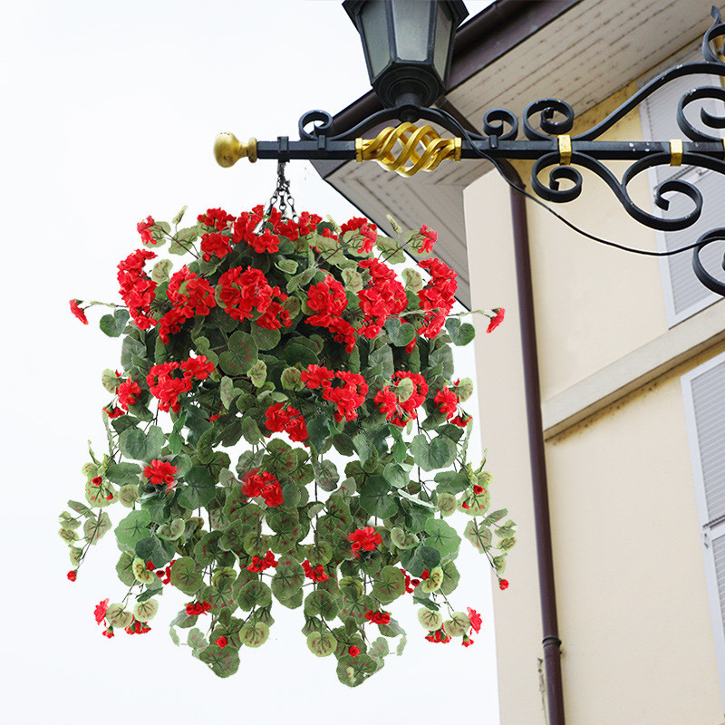 Artificial Hanging Flowers Begonia Silk Flowers Hanging Plants Artificial Geranium Flowers for