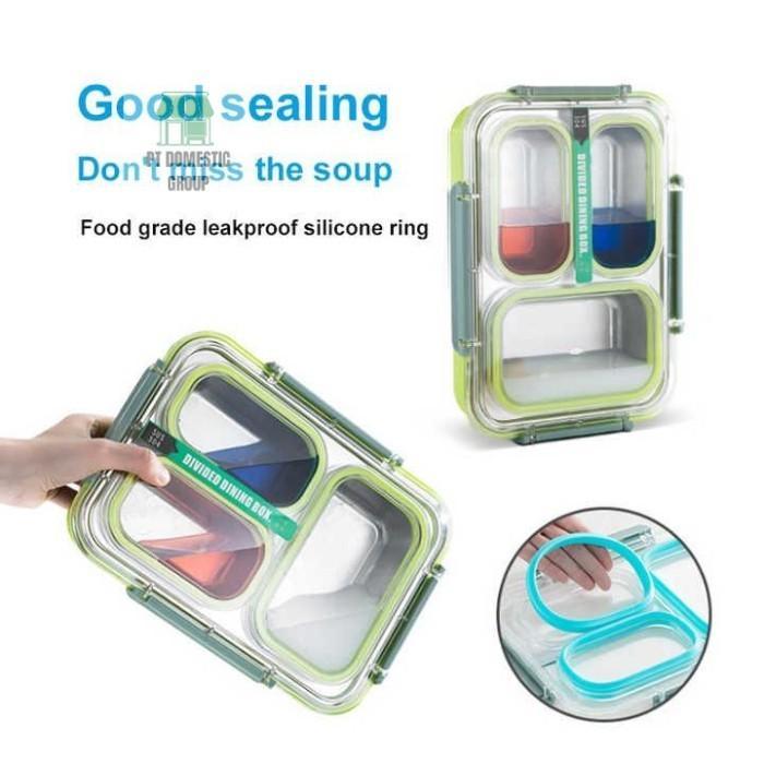 Lunch Box Stainless 304 Anti Campur 3 Sekatan Tahan Panas Kualitas