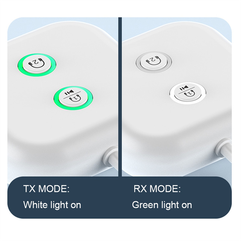 Portable Bluetooth 5.3 Audio Adapter HIFI Stereo With Mic 2 In 1 Receive Transmit 1 To 2 Headphones