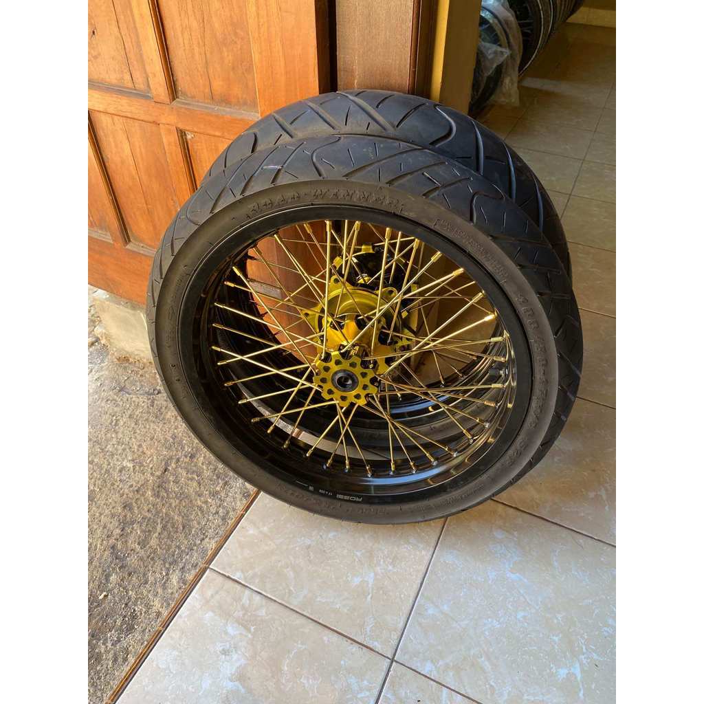 rodaset supermoto crf 150L velg rossi 300/350-17 tromol freeday ruji scarlet barang full baru cuma b