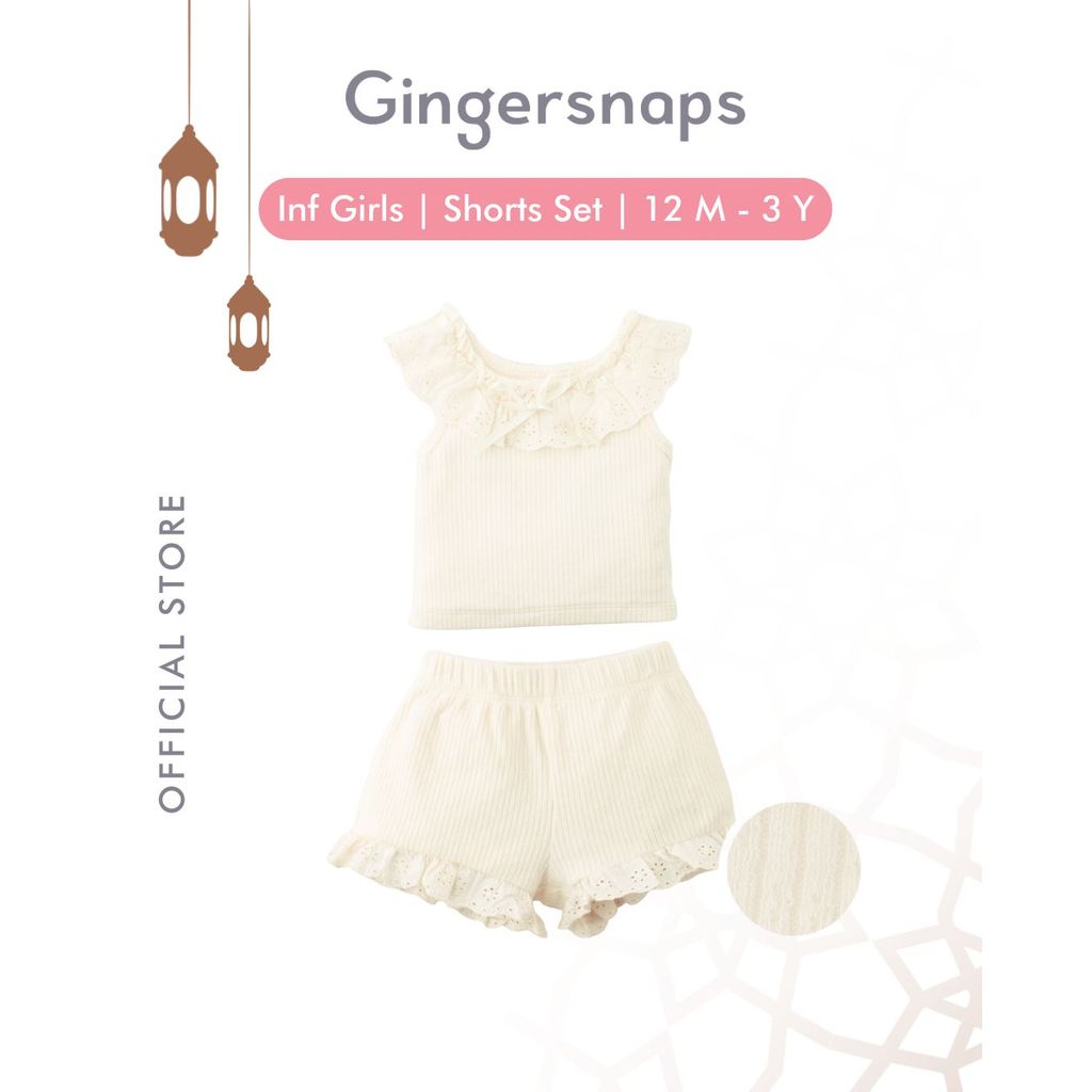 Gingersnaps Baby Flower Pixie Shorts Set Offwhite - Setelan Bayi Perempuan (Pink)
