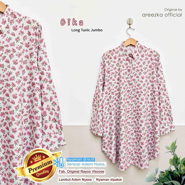 Safira New Kemeja Tunik Atasan Muslim Wanita Areezka Motif Rayon Viscose Premium Adem Nyaman