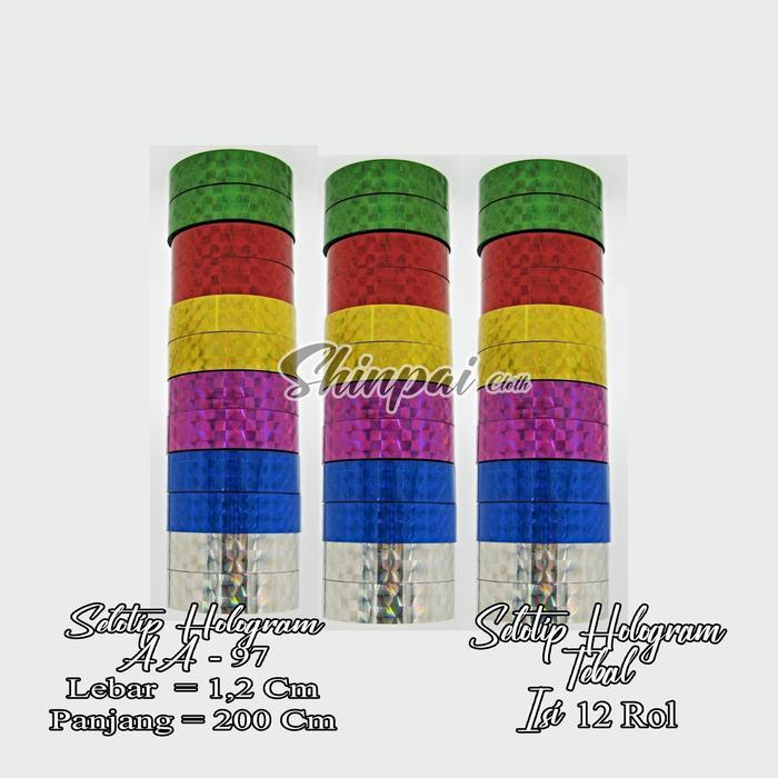 1 slop isi 12 rol Selotip Hologram Isolasi Hologram Selotip Warna Warni Isolasi Toples