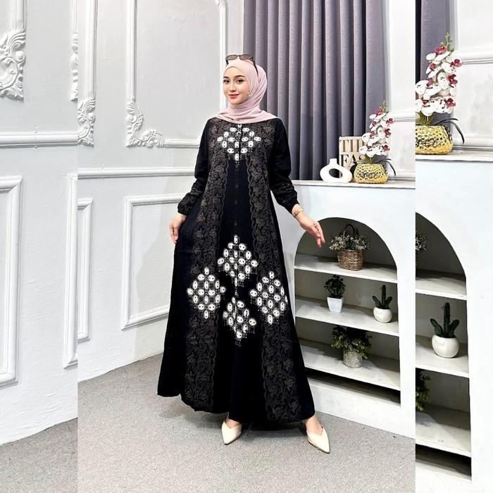 Naya Batik - Gamis Twill Ori Premium 2025 Berkualitas Motif Garis Batik Cap Malaman Bukan Sablon