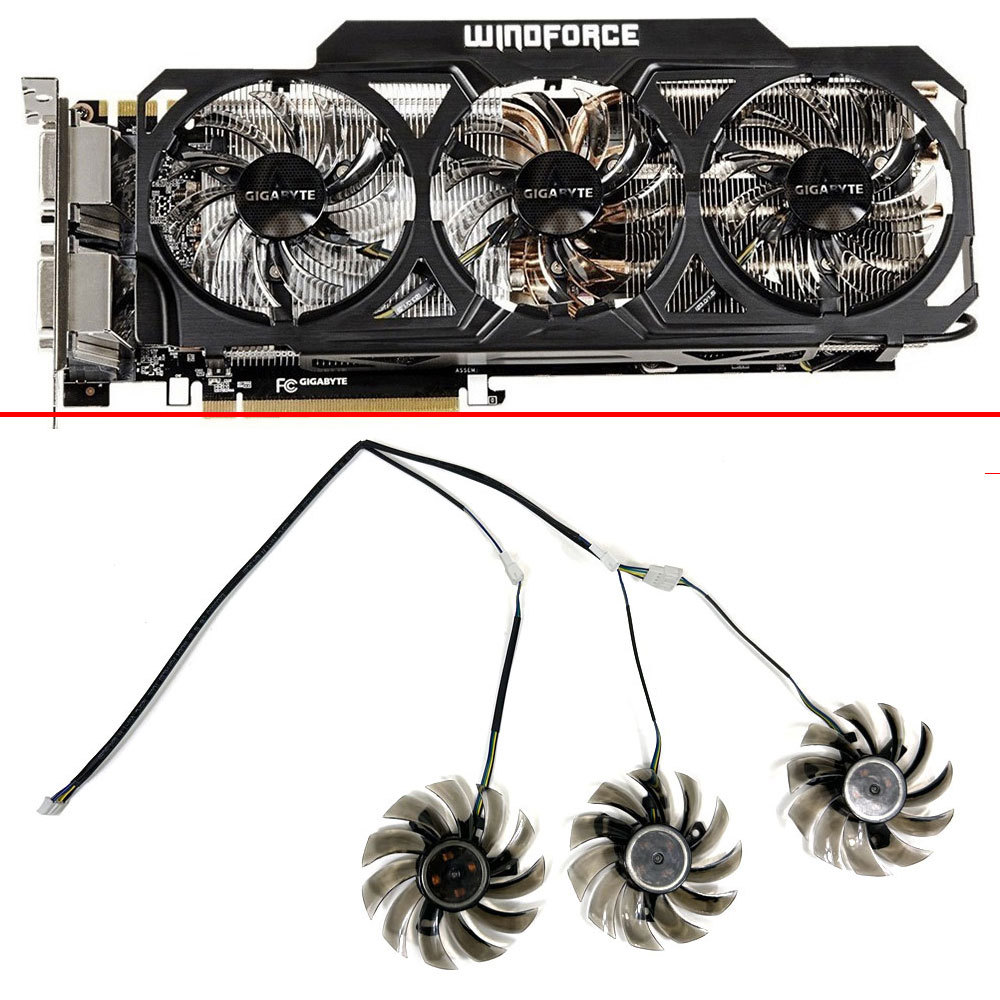 Cooling Fan 75MM 4PIN T128010SU PLD08010S12HH For Gigabyte GTX 980 760 670 580 770 760 960 560Ti R9 