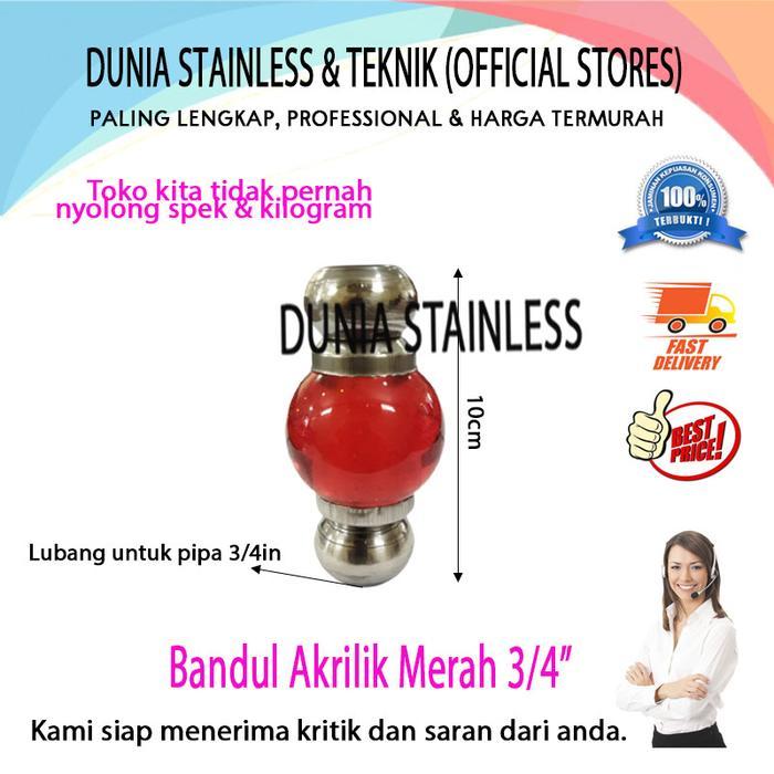 Bandul Akrilik Merah 3/4" ornamen pagar railing tangga kanopi balkon