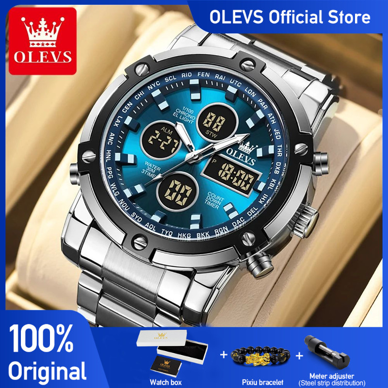 OLEVS Men's Watches Original Multifunctional Wlectronic Watch for Man Waterproof Luminous Alarm