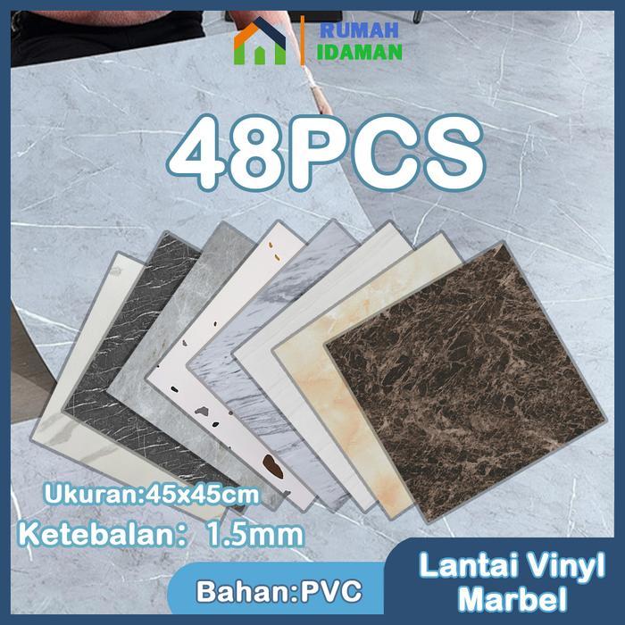 [PAKET 48PCS] PVC Lantai VINYL Marble 45 x 45 cm / Lantai Vinyl Marbel Granit / Stiker Lemari