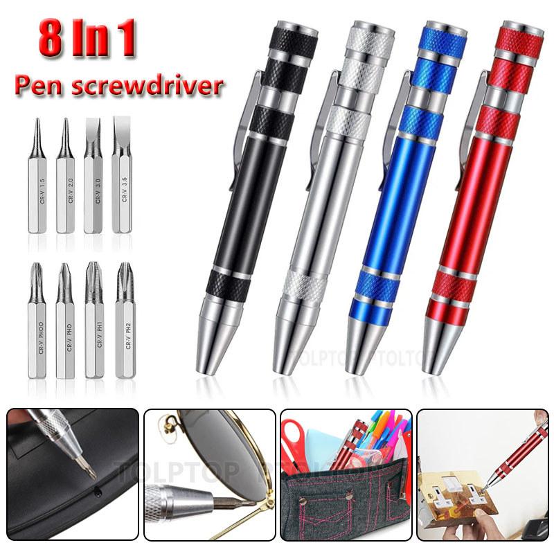 NEW Multifunction 8 In 1 Pocket Precision Mini Screwdriver Pen Mobile phone Repair Hand Tools Kit Po