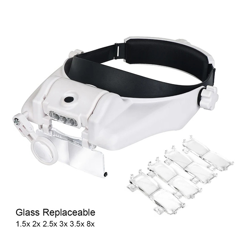Best Illuminated Magnifier Wearable Magnifier 1.5x 2x 2.5x 3x 3.5x 8x Headband Magnifier with LED Li