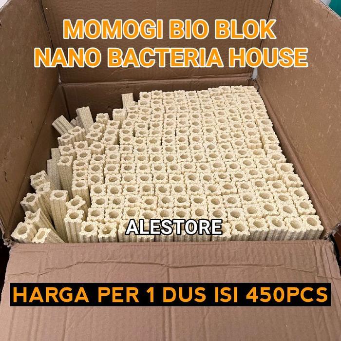 Momogi 1Dus isi 450pcs Rumah Bakteri Bio Blok Media filter Aquarium Dan kolam koi 97mm x 27mm