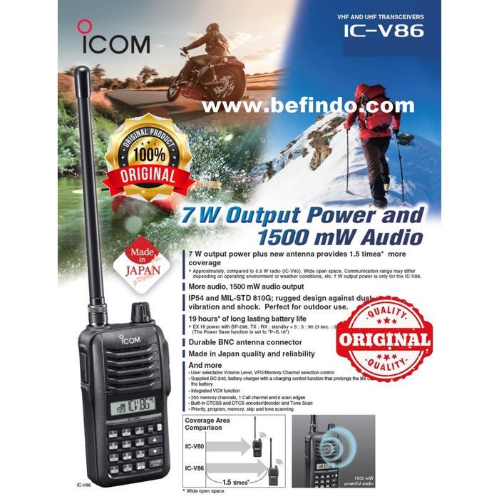Ht Icom V86 Vhf 7 Watt Ori Garansi Resmi 1 Tahun ( Pengganti Icom V85 Co