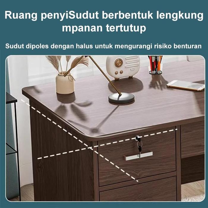 Meja Komputer Desktop Single Model Modern Minimalis - Set Lengkap Meja Kursi Kantor Rumah untuk Bos