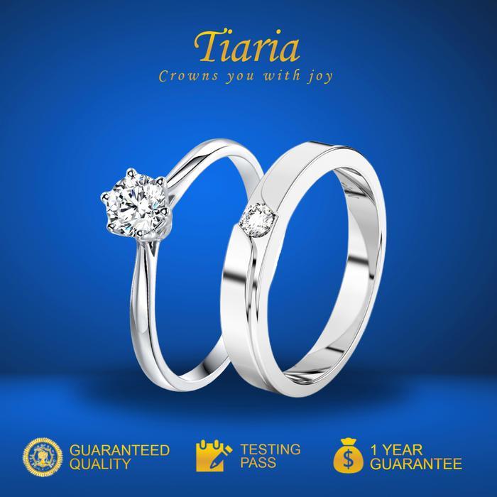 Cincin Tunangan Titanium Asli Garansi Anti Karat Lapis Emas 18K Berlian Moissanite GRA --AEA15_2