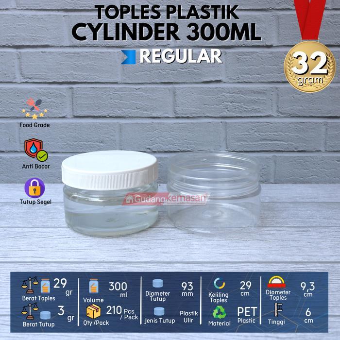 TOPLES PLASTIK JAR CYLINDER 300ML TUTUP ULIR