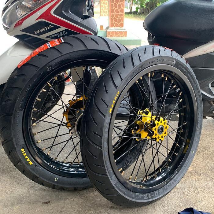 Velg Rossi 250 300 CRF Supermoto dengan Tromol Freday dan Jari-jari Scarlet - Motor, Ban