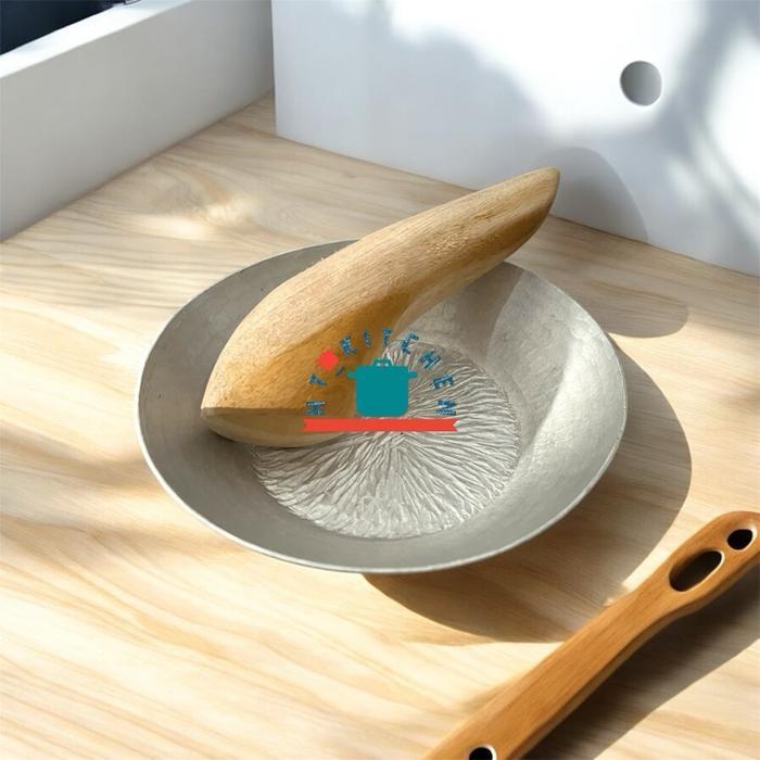 Cobek/Coet Aluminium Asli Garut Diameter 16cm + Ulekan Kayu IS