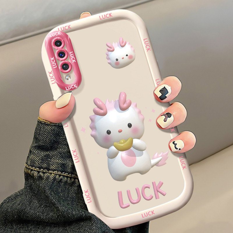 Casing Hp untuk Samsung A50 A50s A30s Case Naga kecil pink pola 3D lucu Kasing silikon Anti Bentur C