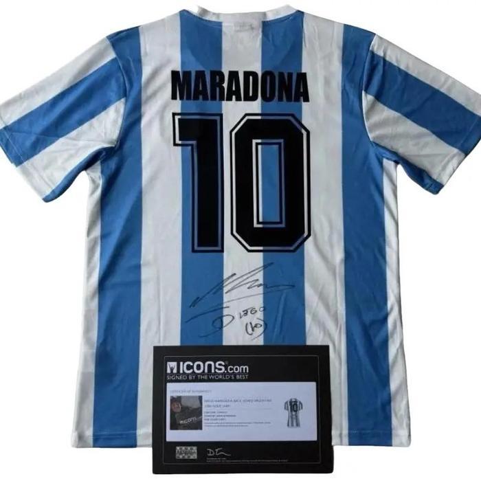 Terlaris Best Quality 100% Original Argentina Jersey Home 1986 Signed Diego Maradona