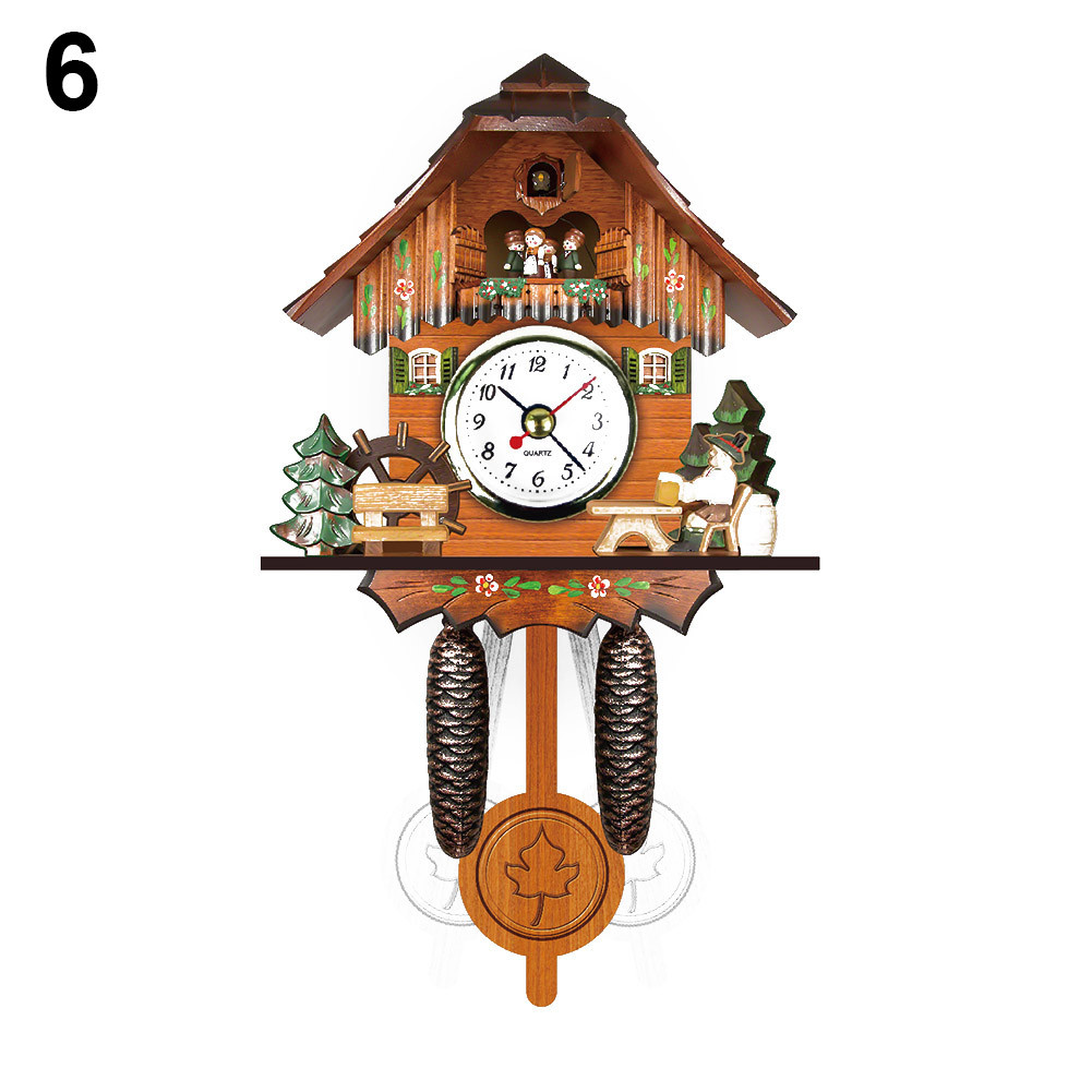 Terlaris Wooden Cuckoo Wall Clock Bird Time Bell Swing Alarm Watch Home Art
