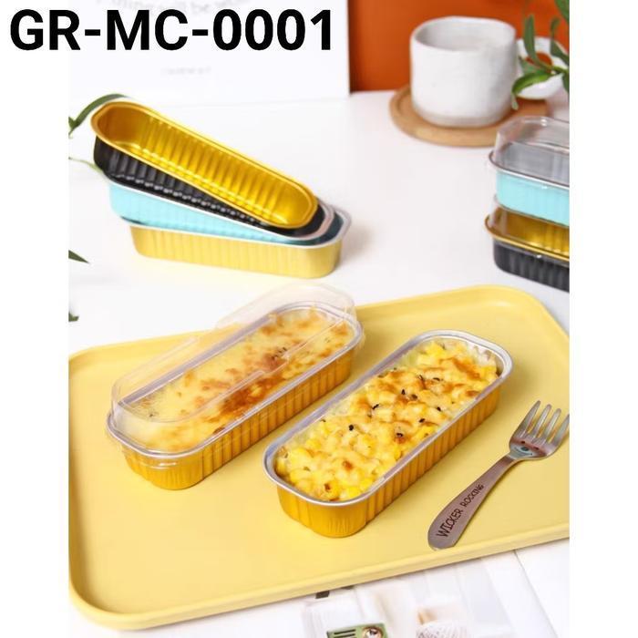 GR-MC-0001 Alumunium foil cup tutup mika korean persegi panjang 15cm dessert cup dessert box gold