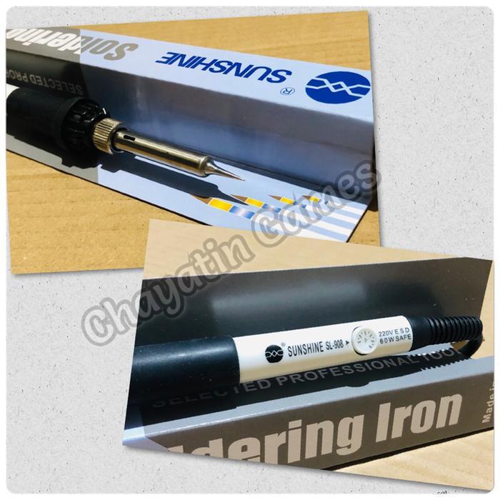 Solder Station Original Sunshine Sl 908 Daya 60 Watt Model Mata Lancip Ac 220 Volt