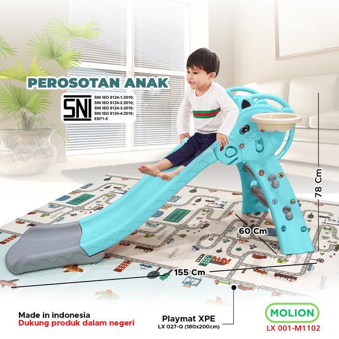 SPEEDS Mainan Seluncuran Perosotan Anak-anak Prosotan Plastik Ikan Slide Lengkap dengan Ring Basket