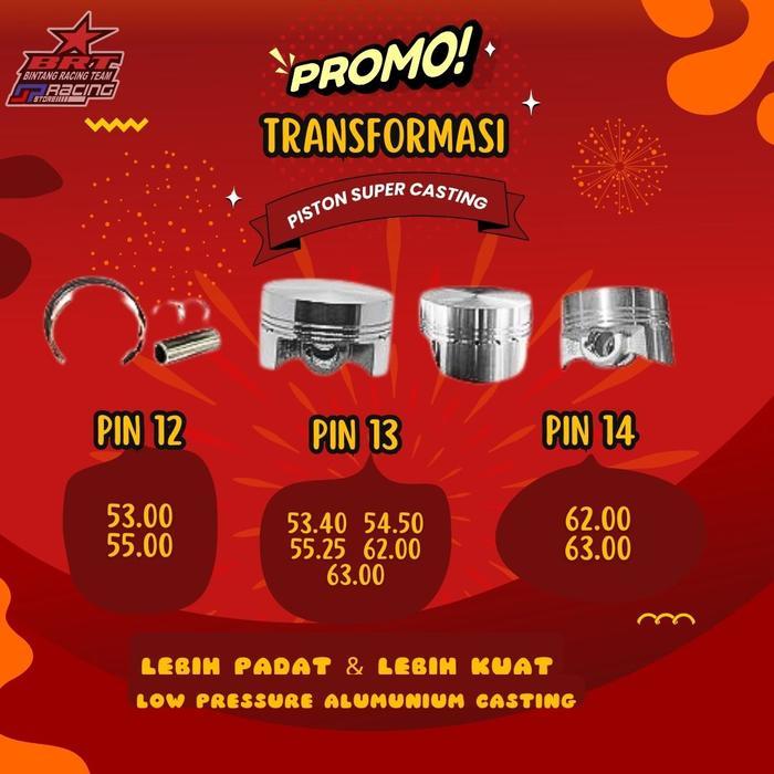 Piston Super Casting Brt Pin 13 Piston 53.40/54.50/55.25/62.00/63.00 Mm