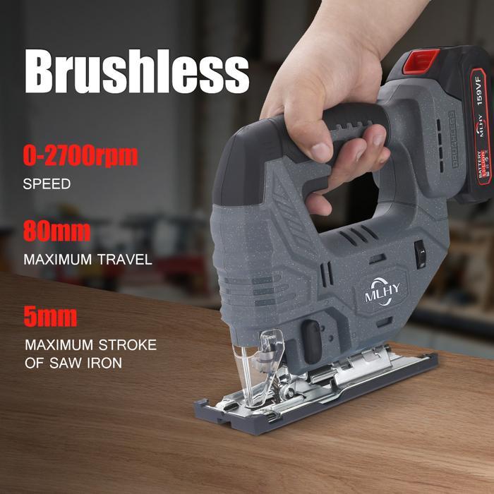 Mlhy Mesin Gergaji Jigsaw Cordless Kayu Electric Jigsaw Brushless Motor Variable Speed Cordless
