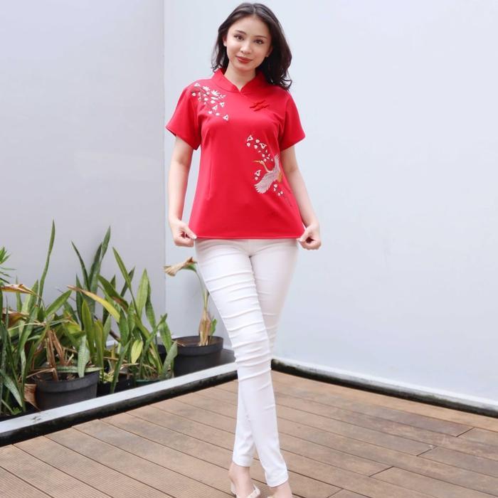 Premium Blouse Imlek Blouse Cheongsam Blouse Chongsam Blouse Merah Imlek Original