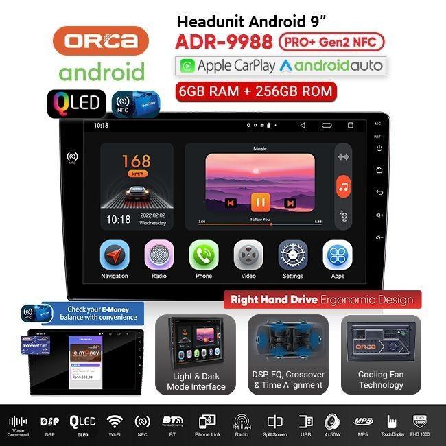Head Unit Android ORCA NFC PRO Series QLED + Dual DVR ADR-9988