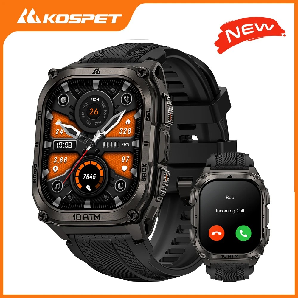 KOSPET Tank M4 Smart Watch for Men Stainless Steel 6-Sat GPS Offline Maps 100M Waterproof 24/7Health