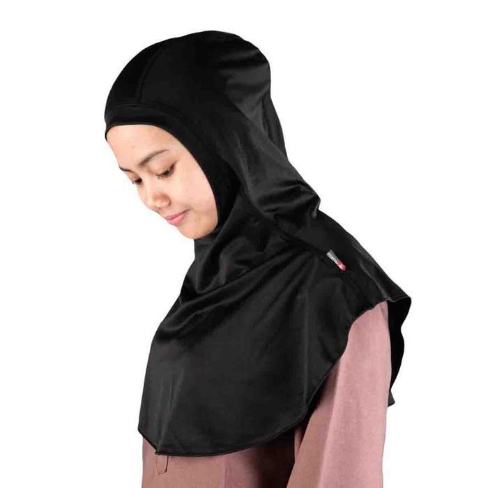 ASLI HJF 002 Hijab Sport Pendek Hitam Muslim Kerudung Masker Instan Bergo READY STOCK