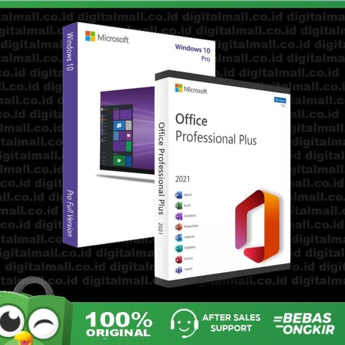 WINDOWS 10 PRO + OFFICE 2021 PRO PLUS LISENSI KEY ORIGINAL + DVD