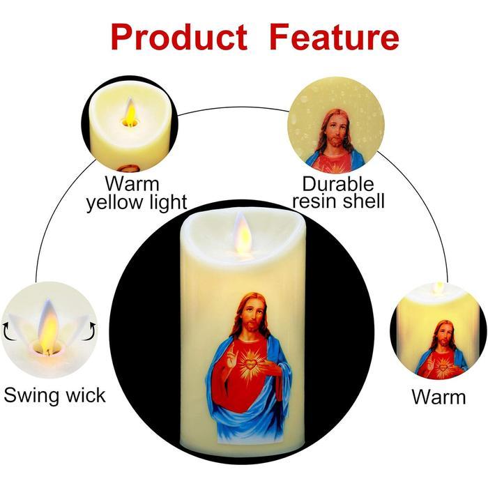 Lilin Lampu Led Sumbu Goyang Hati Kudus Besar Lilin Elektrik Sumbu Bergoyang Lilin Dekorasi Pesta