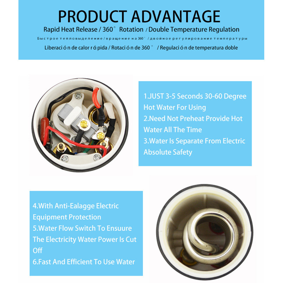 Tankless Water Heater With Shower Electric Instant Water Heater 220V Digital Display Electric