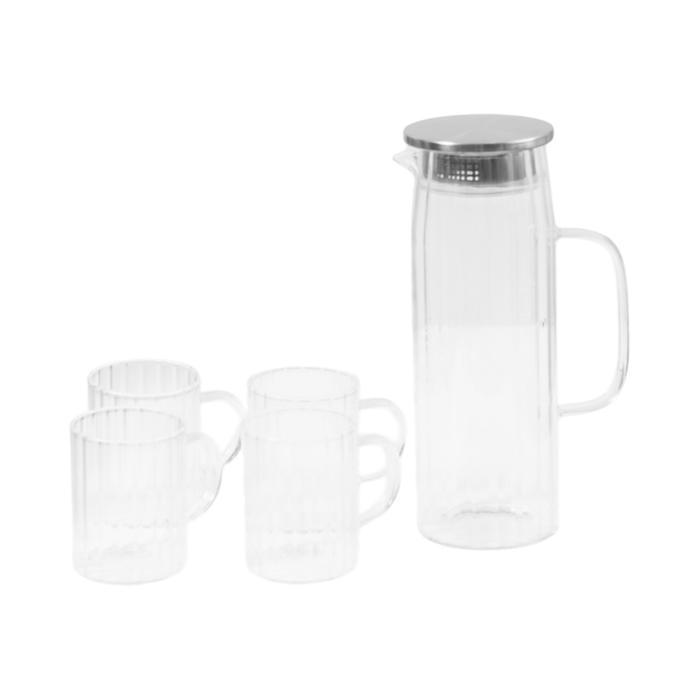 Informa Appetite 1.2 ltr Set 5 Pcs Hannah Teko Minum & Gelas Kaca Transparan Water Jug Teko Air