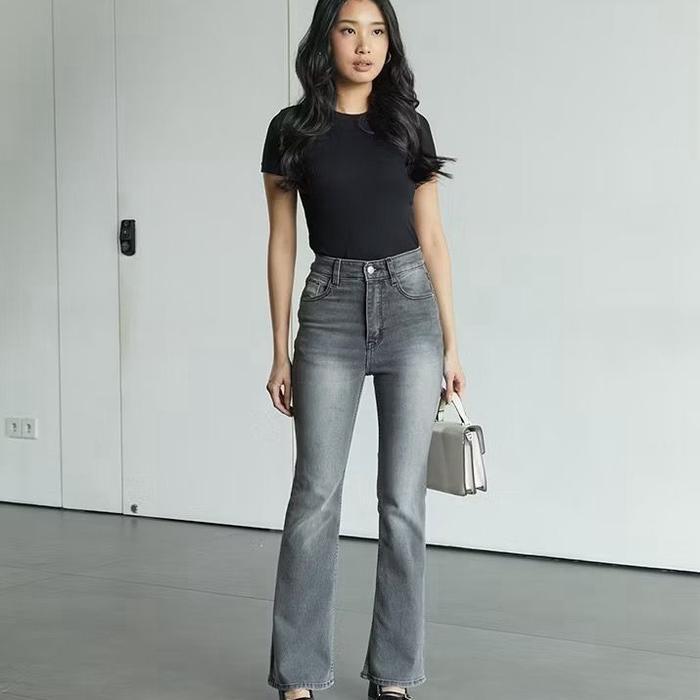 Highwaist Cutbray Jeans Retro Wanita - Celana Jeans Cutbray Model Retro Korea Stretch